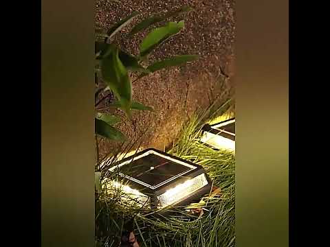 Waterproof 12 LED Solar Lawn Lamp Garden Yard Fence Path Street Night Light (Warm White Light) - YouTube Video