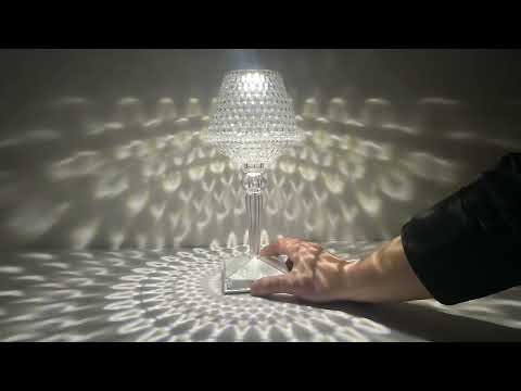 Bedside Crystal Table Lamp LED Wine Glass Night Light, Specification: Remote Control RGB16 Colors - YouTube Video