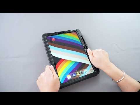 For iPad Air 13 2026 / 2025 / 2024 Powerful Sailor Metal Holder Hybrid Tablet Case with Strap & Glass Film(Black Clear) - YouTube Video