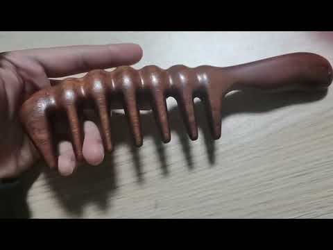 Meridian Massage Wooden Comb, Style: Rosewood Large Tooth - YouTube Video