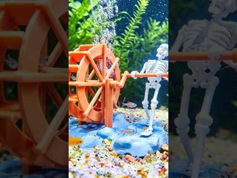 Skull Shape Aquarium Ornament Air Bubble Fish Tank Decoration, Type:Sliding Waterwheel Skull - YouTube Video