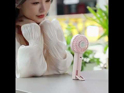 WT25 Handheld Fan With Lanyard Clip USB Desktop Silent Rechargeable Fan(White) - YouTube Video