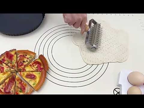 Stainless Steel Rolling Pin Pizza Puncher Snacks Baking Utensils - YouTube Video
