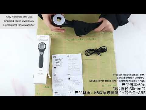 Alloy Handheld 60x USB Charging Touch Switch LED Light Optical Glass Magnifier(Black) - YouTube Video