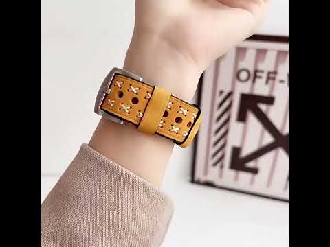 For Apple Watch Ultra 49mm&Watch Ultra 2 49mm / Series 10 46mm / 9&8&7 45mm / SE 3&SE 2&6&SE&5&4 44mm / 3&2&1 42mm Manual Line Pattern Genuine Leather Wrist Watch Band(Black) - YouTube Video