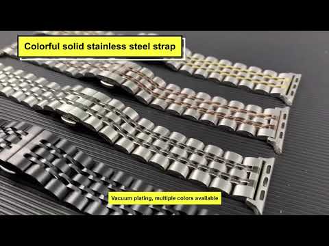Hidden Butterfly Buckle 7 Beads Stainless Steel Watch Band For Apple Watch 42mm(Black+Rose gold) - YouTube Video