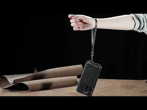 For iPhone 17 Pro Max JEEHOOD C22 Series Zipper Wallet Leather Phone Case with Dual Lanyard(Black) - YouTube Video
