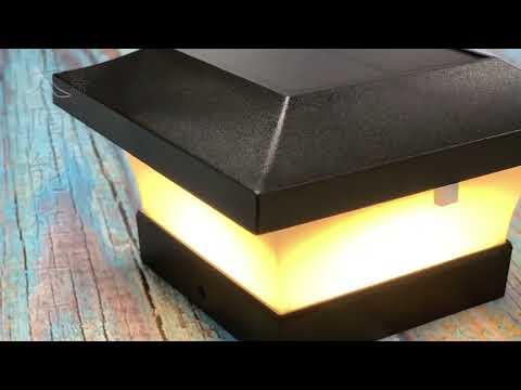 Solar LED Waterproof Outdoor Column Light Courtyard Lighting Lamp(Warm Light) - YouTube Video
