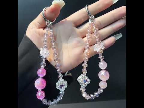 Four-Leaf Clover Beaded Phone Charm Wrist Strap with Tether Pad for Women Girls(Pink) - YouTube Video
