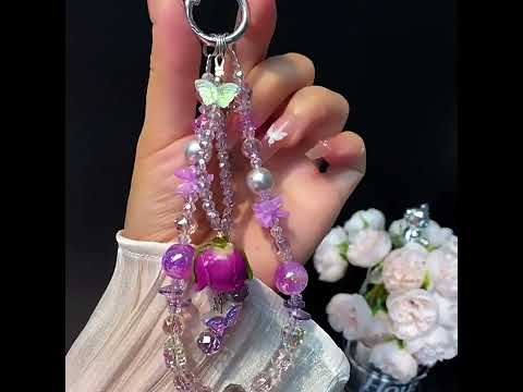 Purple Rose Real Flower Double-Layer Mobile PhoneChain - YouTube Video