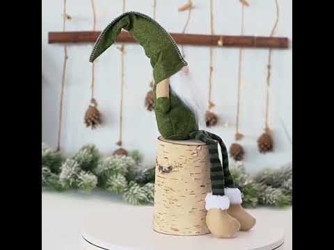 Cute Sitting Faceless Long-legged Elf Doll Christmas Decoration(Green) - YouTube Video