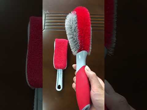 Car Wash Brush Soft Hub Multi-Function Dust Removal Tool, Color: Red White Air Outlet Brush - YouTube Video