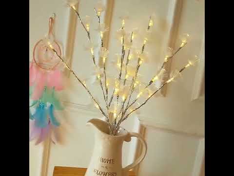 LED Fiber Optic Flower Twig Light String Room Bedroom Romantic Decoration Lantern(Silver Branches) - YouTube Video