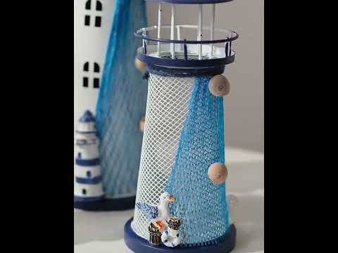 Mediterranean Style Flashing Ocean Tin Lighthouse Decoration, Style Random Delivery M1221 Small 14cm - YouTube Video
