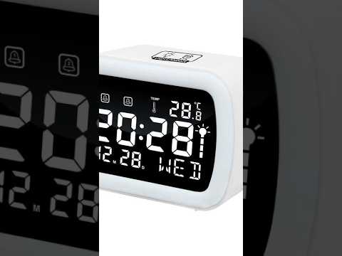 DS-5801 LED Smart Temperature Display Electronic Digital Clock with Night Light(White) - YouTube Video
