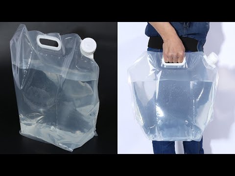 Foldable Water Bag Outdoor Sports Camping Hiking Storge Water Bucket Picnic Water Container Lifting Carrier Water Bag 5L(WHITE) - YouTube Video