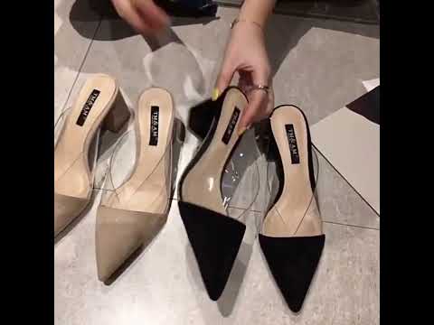 Fashion Pointed Head Thick Bottom Sandals Slippers, Siz:34(Black) - YouTube Video