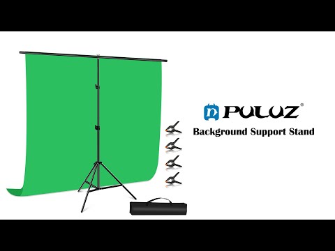 PULUZ 2x2m T-Shape Photo Studio Background Support Stand Backdrop Crossbar Bracket Kit with Clips(Green) - YouTube Video