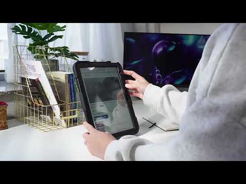 For iPad 2025 / 2022 Rugged Silicone Hard PC Tablet Case with Holder(Orange) - YouTube Video