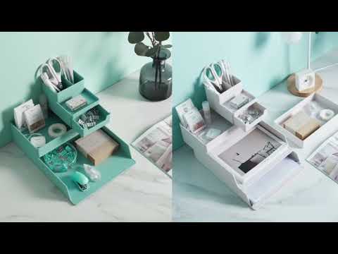 Desktop Removable A4 Assembled File Storage Box(Blue Green) - YouTube Video
