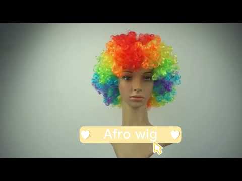 Colorful Wild-Curl Up Crown Party Cosplay Headwear Wavy Short Polyester Yarn Made Wigs For Adult And Child(Orange) - YouTube Video