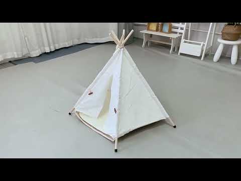 Removable and Washable Canvas Fabric Pet Nest Pet Tent, Size:40x40x50 cm, Style:Spiked Lace (without Pad) - YouTube Video