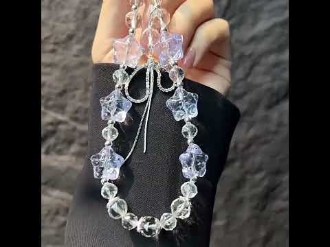 Cracked Ice Pentagon Silver Line Butterfly Crystal Phone Charm(Yellow) - YouTube Video