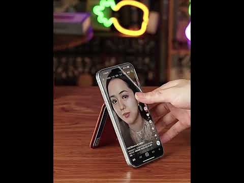 Two-fold Rotating Phone Holder MagSafe Leather Card Bag(Black) - YouTube Video