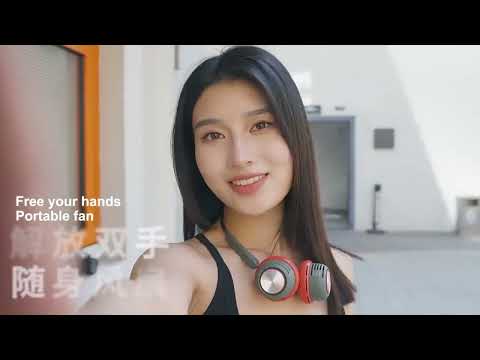 MF088 XINGLUO Neck Band Electric Fan(Green) - YouTube Video