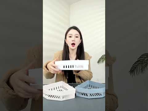 Triangle Shelf Kitchen Bathroom Toiletries Storage Rack(Gray) - YouTube Video