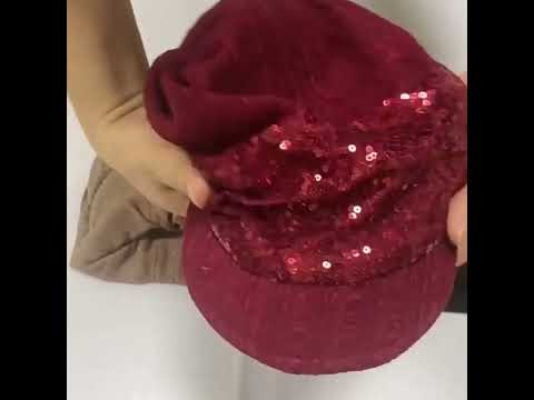 Women Breathable Wild Empty Top Hat Sequined Turban Hat, Size:One Size(Khaki) - YouTube Video