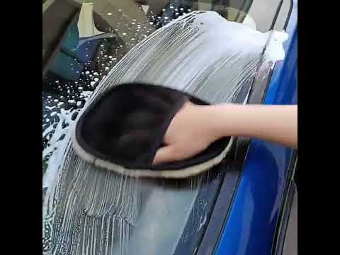 Plush Car Cleaning Waxing Gloves(Yellow) - YouTube Video