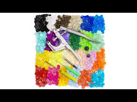 Colorful Plastic Resin Children Clothes Button Hand Pressure Pliers Installation Tool, Specification: 24 Color 240 Sets T5 Snap Button+Tool - YouTube Video