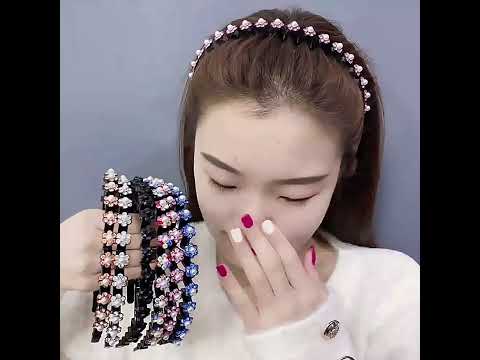 Pearl Rhinestone Wavy Headband Thin Edge Non-Slip Clip Headgear(1 Champagne) - YouTube Video