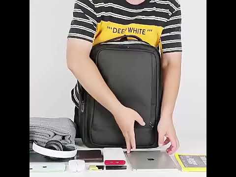 Expandable Business Waterproof Laptop Backpack With USB Port(Black) - YouTube Video