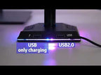 Piifoxer RGB Luminous Headphone Stand Handle Display Stand Charging Expansion Port, Specification: USB 2.0+Type-C(Black) - YouTube Video