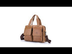 BULL CAPTAIN 042 Men Leather Single-shoulder Messenger Bag Cowhide Handheld Briefcase(Iron Cyan) - YouTube Video