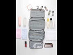 13552A Travel Waterproof Foldable Toiletry Bag Cosmetic Bag with Hook, Color: Grey - YouTube Video