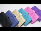 For Galaxy S22 5G Butterfly Flower Zipper Wallet Vegan Leather Phone Case with Strap(Black) - YouTube Video
