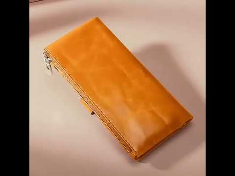 TP-189 Oilskin Leather Multi-functional Zipper RFID Leather Wallet(Sapphire Blue) - YouTube Video
