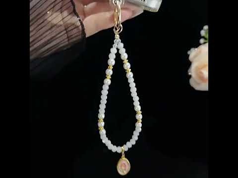 Tulip Jade Bead Bracelet & Phone Charm(White) - YouTube Video