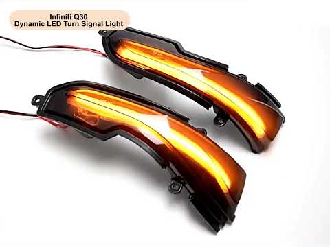 1 Pair For Infiniti Q30 2016-2019 Car Dynamic LED Turn Signal Light Rearview Mirror Flasher Water Blinker (Transparent Black) - YouTube Video