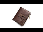 BULL CAPTAIN 021 Leather Men Vertical Wallet Short Multi-Function Wallet(Black) - YouTube Video