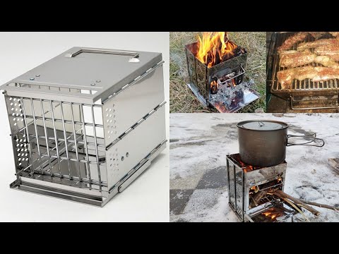 Portable Stainless Steel Folding Barbecue Stove Charcoal Barbecue Grill Outdoor Camping Wood Stove - YouTube Video