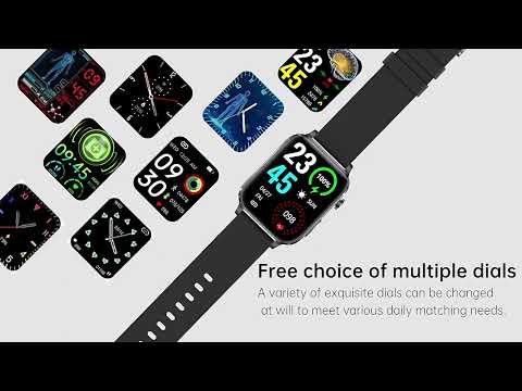 F100 1.7 inch HD Square Screen TPU Strap Smart Watch Supports Body Temperature Monitoring/Blood Oxygen Monitoring(Black) - YouTube Video