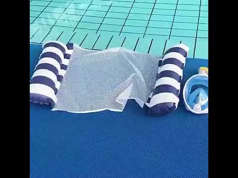 Inflatable Recliner On Water Foldable Backrest Floating Bed Inflatable Floating Row, Style： Striped Double(Dark Blue) - YouTube Video