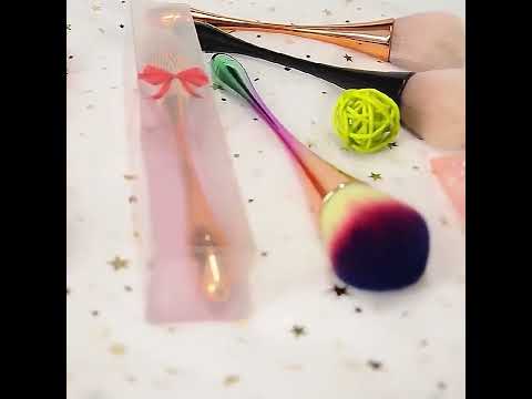 Single Small Waist Makeup Brush Nail Powder Dust Blush Loose Powder Brush, Specification: Pink Green Gradient Rod - YouTube Video