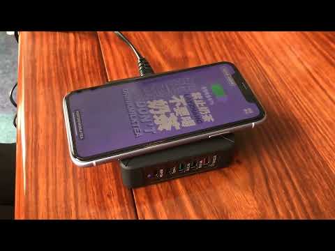 F88W 3 x USB + 2 x USB-C / Type-C Ports QC3.0 Desktop Charger with Wireless Charging Function - YouTube Video