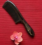 XIN ZHI Ebony Gold Hand-painted Handle Comb Light Brown