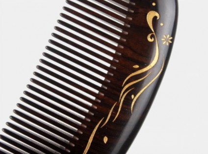 XIN ZHI Ebony Gold Hand-painted Handle Comb Light Brown